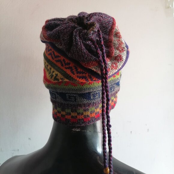 Chullo Scarf 2 in 1 Knitted Wool Hat Winter - Picture 5 of 9